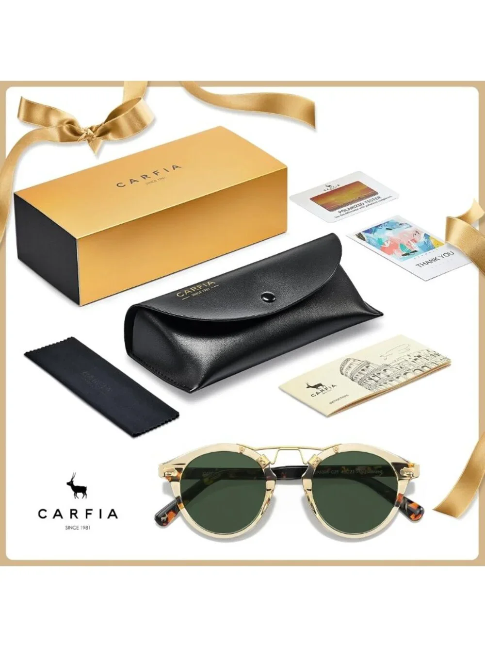 Retro Double Bridge Polarized Women's Sunglasses - Small Acetate Round Frames